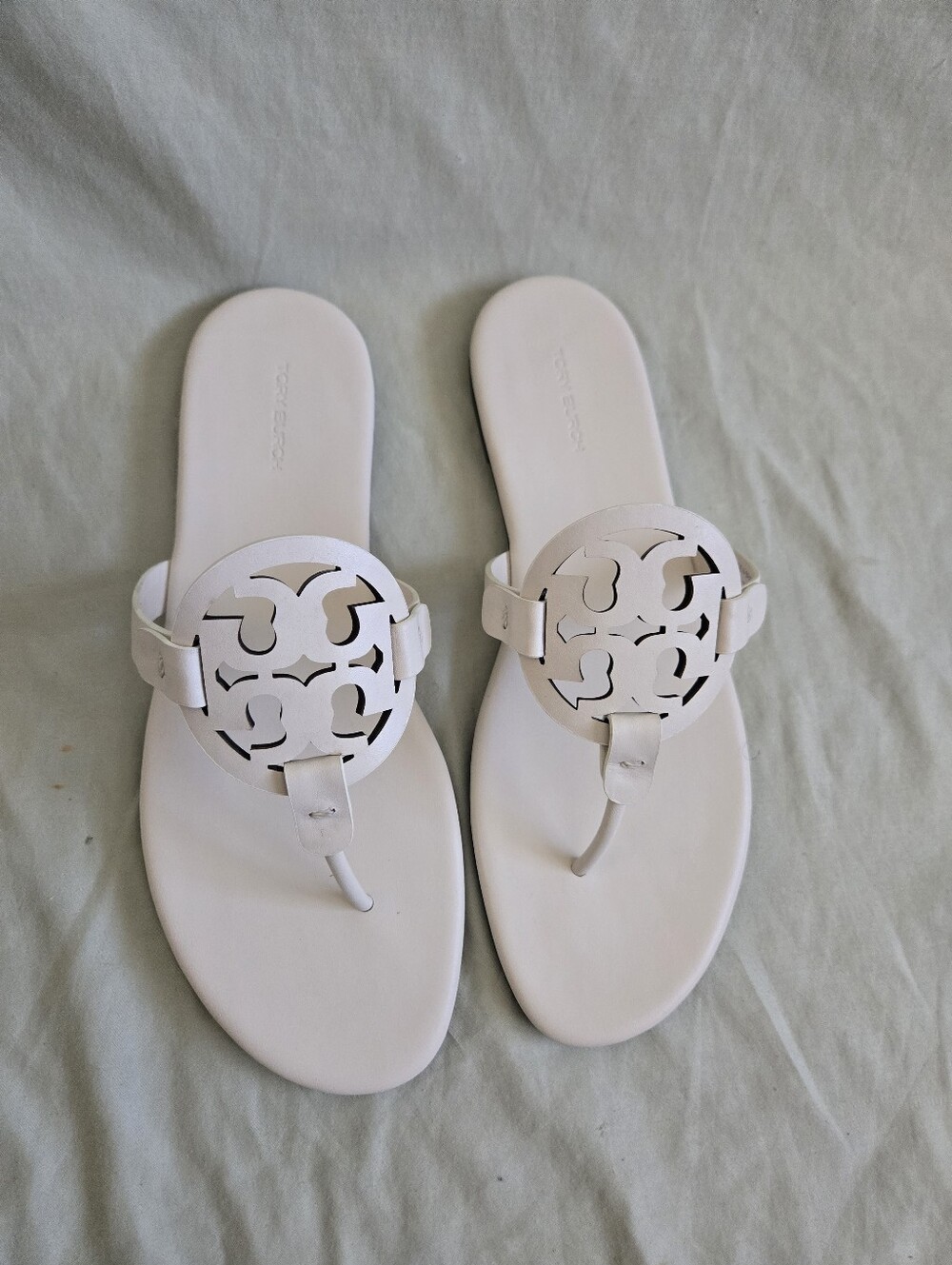 NWT Tory Burch Miller Soft Calf Leather Sandals in Ivory Size 10